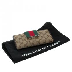 Gucci Beige/Brown GG Canvas Web Continental Wallet