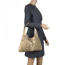 Pre Owned Gucci Gold Python Jackie O Bouvier Hobo