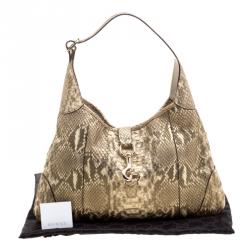 Pre Owned Gucci Gold Python Jackie O Bouvier Hobo