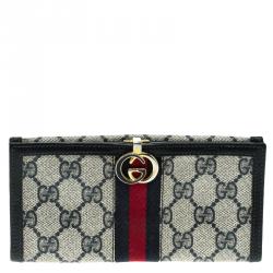 Gucci Blue/Beige GG Supreme Canvas Vintage Web Wallet