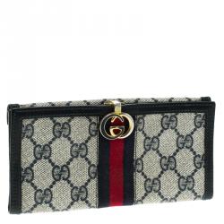 Gucci Blue/Beige GG Supreme Canvas Vintage Web Wallet