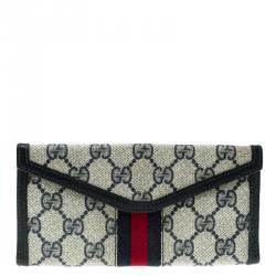 Gucci Blue/Beige GG Supreme Canvas Vintage Web Wallet