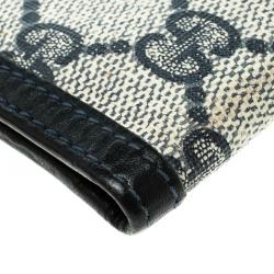 Gucci Blue/Beige GG Supreme Canvas Vintage Web Wallet