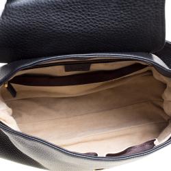 Pre Owned Gucci Black Leather 1973 Flap Shoulder Bag