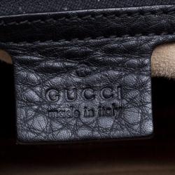 Pre Owned Gucci Black Leather 1973 Flap Shoulder Bag