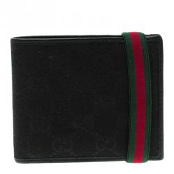 Gucci Black GG Canvas Web Bifold Wallet