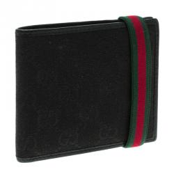 Gucci Black GG Canvas Web Bifold Wallet