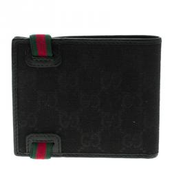 Gucci Black GG Canvas Web Bifold Wallet