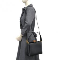 مملوكة مسبقًا Gucci Black Leather Bamboo Turn Lock Crossbody