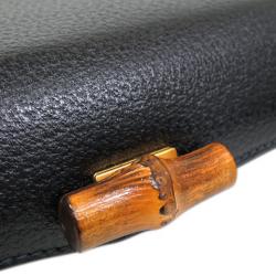 مملوكة مسبقًا Gucci Black Leather Bamboo Turn Lock Crossbody