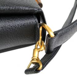 مملوكة مسبقًا Gucci Black Leather Bamboo Turn Lock Crossbody