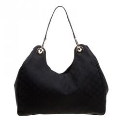 Pre Owned حقيبة غوتشي نايلون GG سوداء