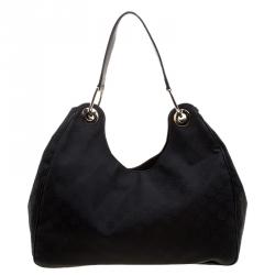 Pre Owned حقيبة غوتشي نايلون GG سوداء