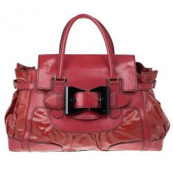 Pre Owned Gucci Red Rouge Coated Queen Medium Satchel