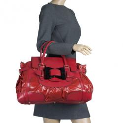Pre Owned Gucci Red Rouge Coated Queen Medium Satchel