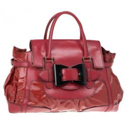 Pre Owned Gucci Red Rouge Coated Queen Medium Satchel