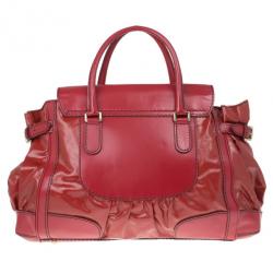Pre Owned Gucci Red Rouge Coated Queen Medium Satchel
