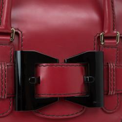 Pre Owned Gucci Red Rouge Coated Queen Medium Satchel