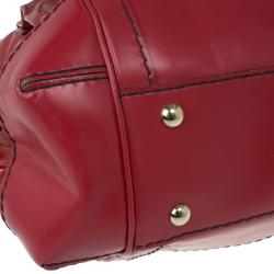 Pre Owned Gucci Red Rouge Coated Queen Medium Satchel