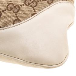 Pre Owned Gucci Beige/Off-white GG Canvas Medium Web Jackie O Hobo