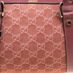 Pre Owned Gucci Brown GG Suede Small Abbey Boston Bag