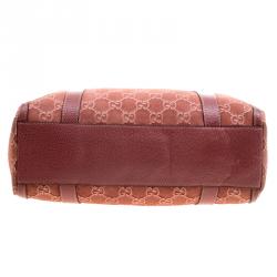 Pre Owned Gucci Brown GG Suede Small Abbey Boston Bag