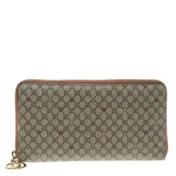 Gucci Beige GG Supreme Star Canvas Zip Around Wallet 