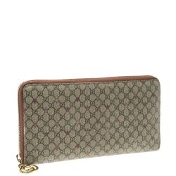 Gucci Beige GG Supreme Star Canvas Zip Around Wallet 