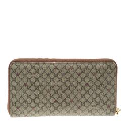 Gucci Beige GG Supreme Star Canvas Zip Around Wallet 