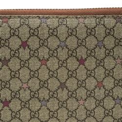 Gucci Beige GG Supreme Star Canvas Zip Around Wallet 