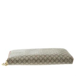 Gucci Beige GG Supreme Star Canvas Zip Around Wallet 