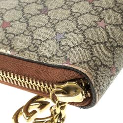 Gucci Beige GG Supreme Star Canvas Zip Around Wallet 