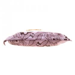 Pre Owned Gucci Lilac Floral Print Leather Limited Edition Bamboo Top Handle Bag