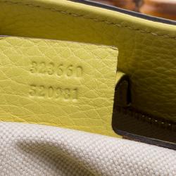 Pre Owned Gucci Yellow Leather Bamboo Top Handle Shopper Tote