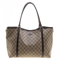 Pre Owned Gucci Beige/Brown GG Supreme Canvas Medium Joy Tote