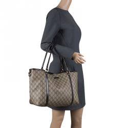 Pre Owned Gucci Beige/Brown GG Supreme Canvas Medium Joy Tote