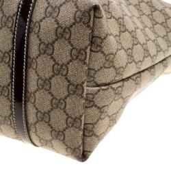 Pre Owned Gucci Beige/Brown GG Supreme Canvas Medium Joy Tote