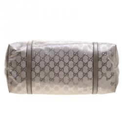 Pre Owned Gucci Silver GG Imprime Canvas Medium Joy Tote