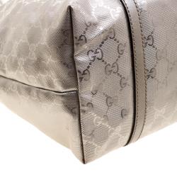 Pre Owned Gucci Silver GG Imprime Canvas Medium Joy Tote
