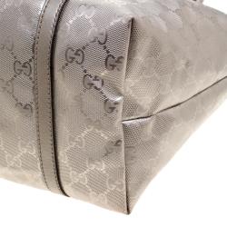 Pre Owned Gucci Silver GG Imprime Canvas Medium Joy Tote