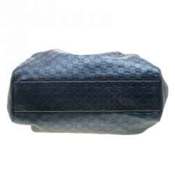 Pre Owned Gucci Teal Blue Guccissima Leather Large Sukey Tote