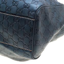 Pre Owned Gucci Teal Blue Guccissima Leather Large Sukey Tote