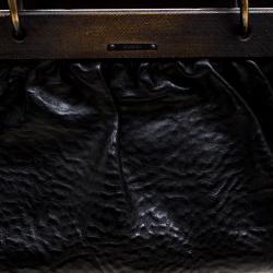 Pre Owned حقيبة دكتور غوتشي خشب وجلد محبب سوداء