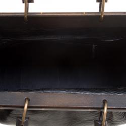 Pre Owned حقيبة دكتور غوتشي خشب وجلد محبب سوداء