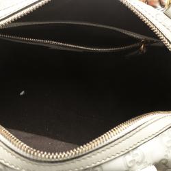 Pre Owned Gucci Off White Guccissima Leather Medium Bamboo Boston Bag