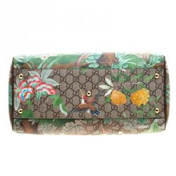 مملوكة مسبقًا حقيبة غوتشي بوسطن متوسطة كانفاس سوبريم GG طباعة تيان بنية/ بيج