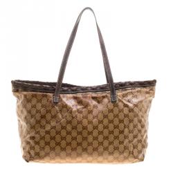 Pre Owned حقيبة غوتشي كانفاس GG بيج كريستال بامبو بشراشيب