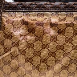 Pre Owned حقيبة غوتشي كانفاس GG بيج كريستال بامبو بشراشيب