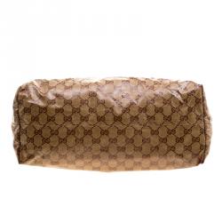 Pre Owned حقيبة غوتشي كانفاس GG بيج كريستال بامبو بشراشيب