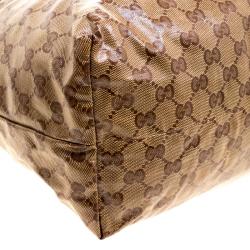 Pre Owned حقيبة غوتشي كانفاس GG بيج كريستال بامبو بشراشيب